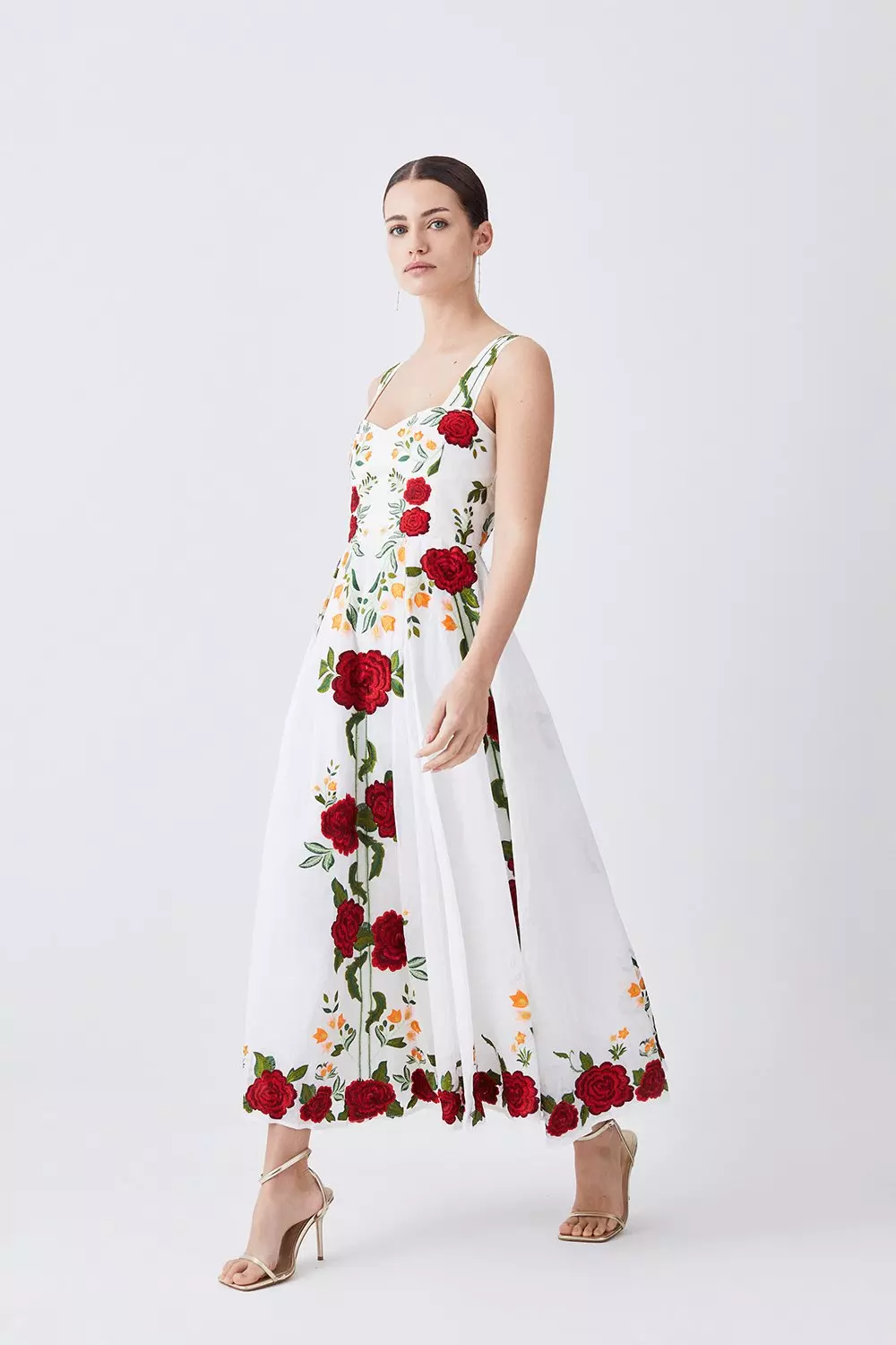 White midi embroidered store dress