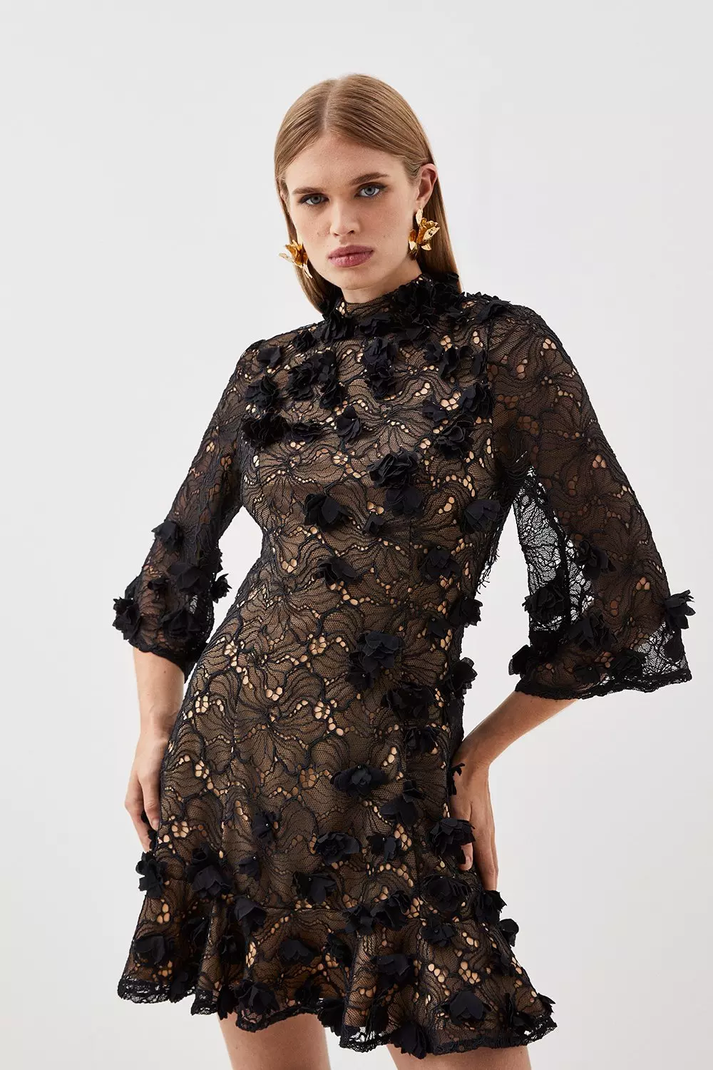 Karen millen 2025 black lace dress