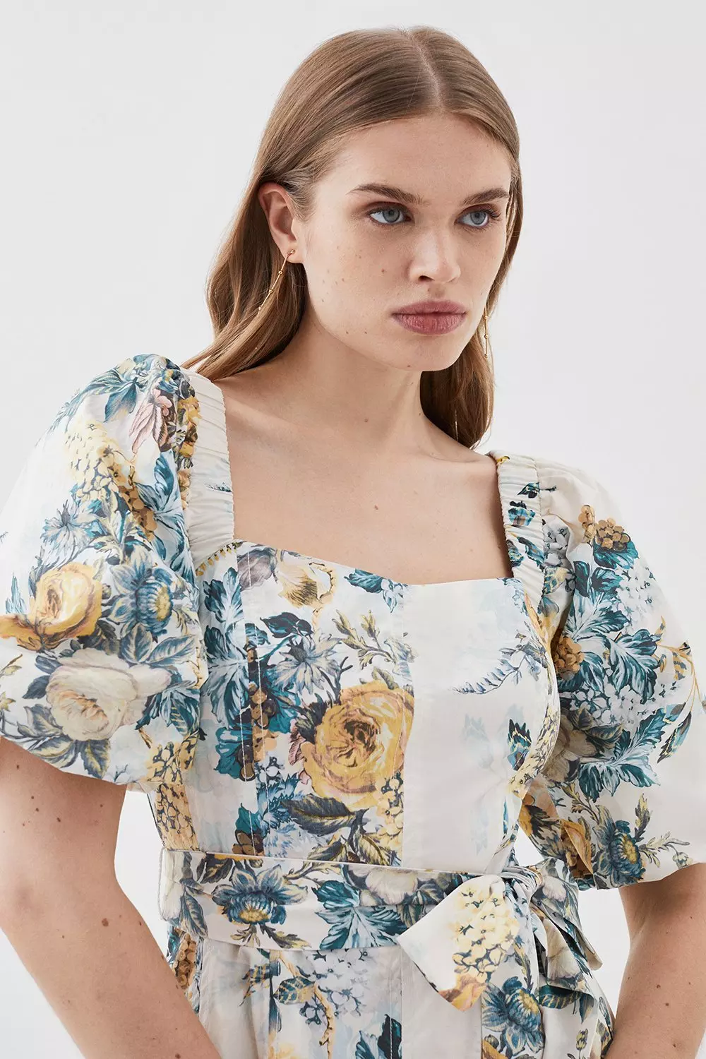 Lydia Millen Trailing Floral Cotton Sateen Midi Dress | Karen Millen