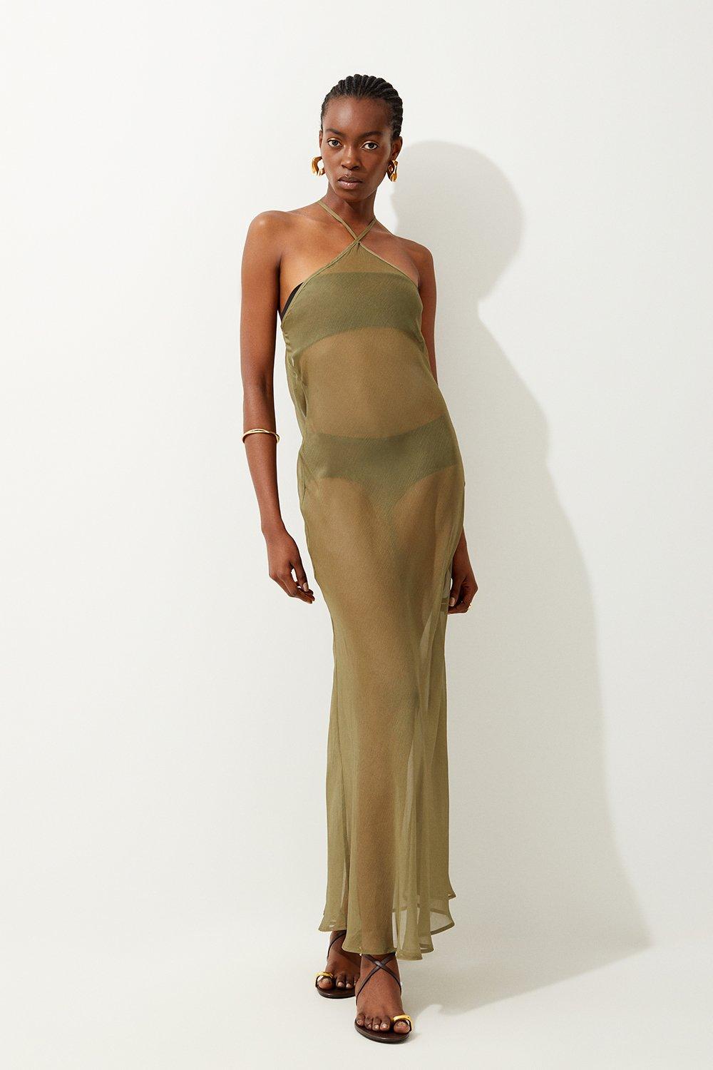 Khaki maxi outlet dress