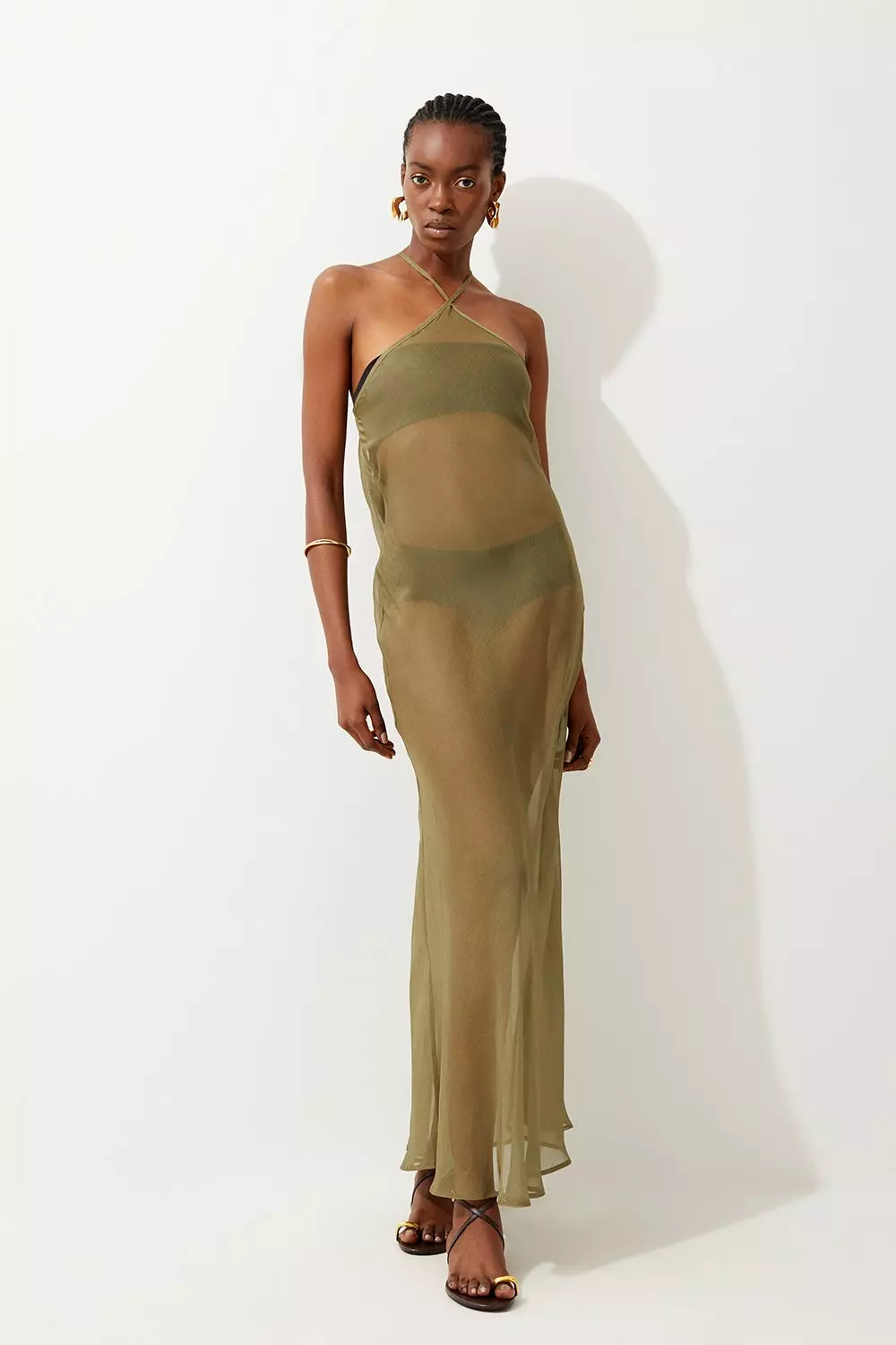 Khaki green hotsell maxi dress