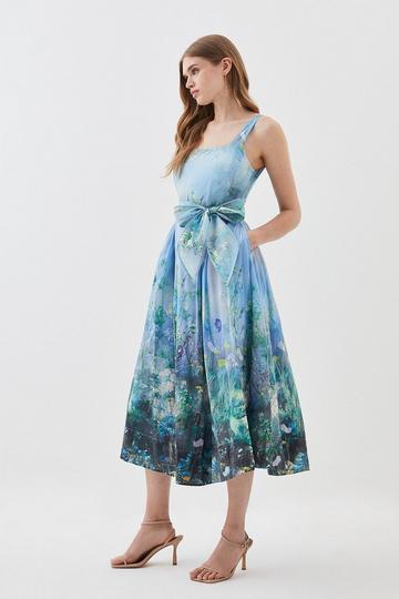 Multi Lydia Millen Tall Cotton Scenic Floral Strappy Maxi Dress