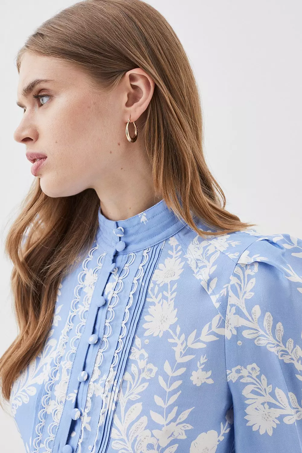 Lydia Millen Viscose Linen Embroidered Blouse | Karen Millen