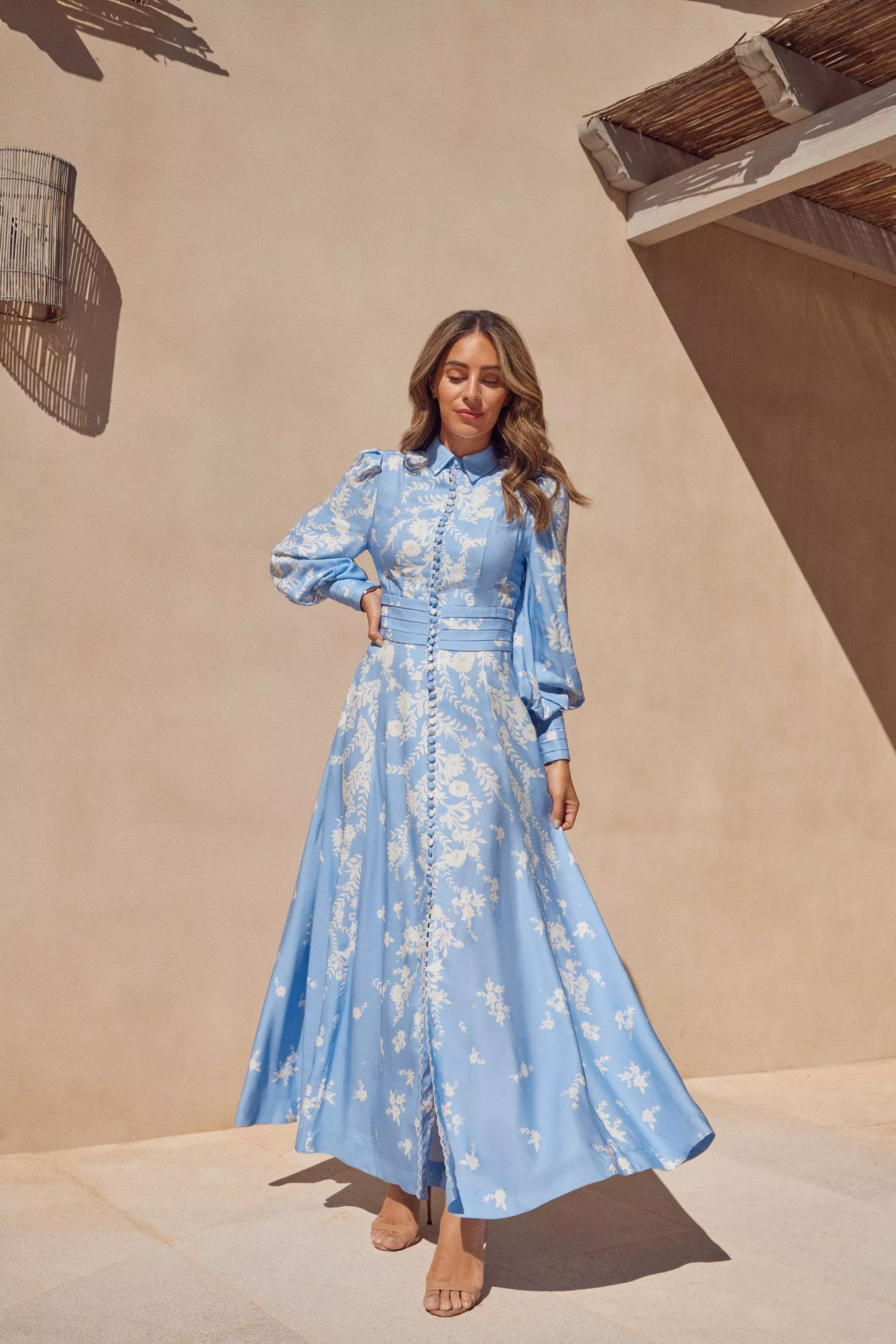 Maxi blue 2025 floral dress