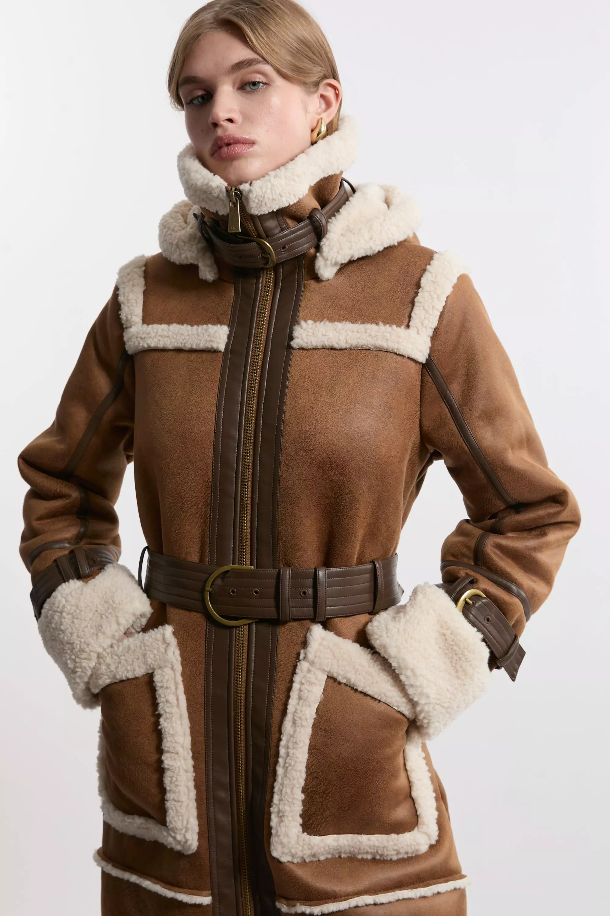 Faux shearling hotsell moto jacket