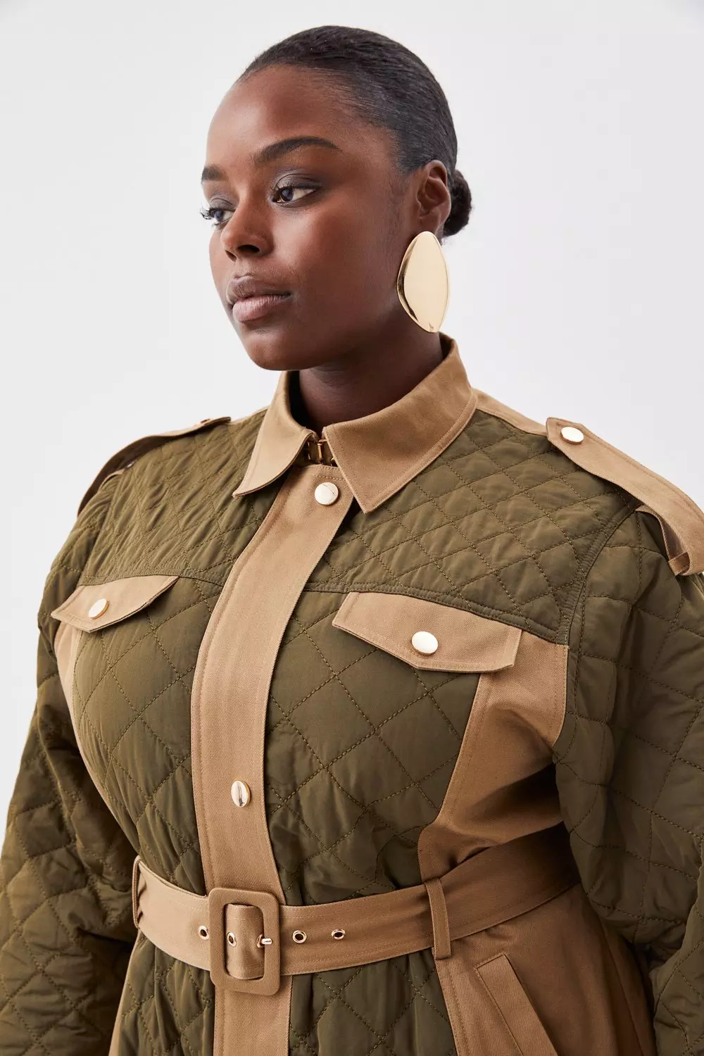 Plus size store khaki coat