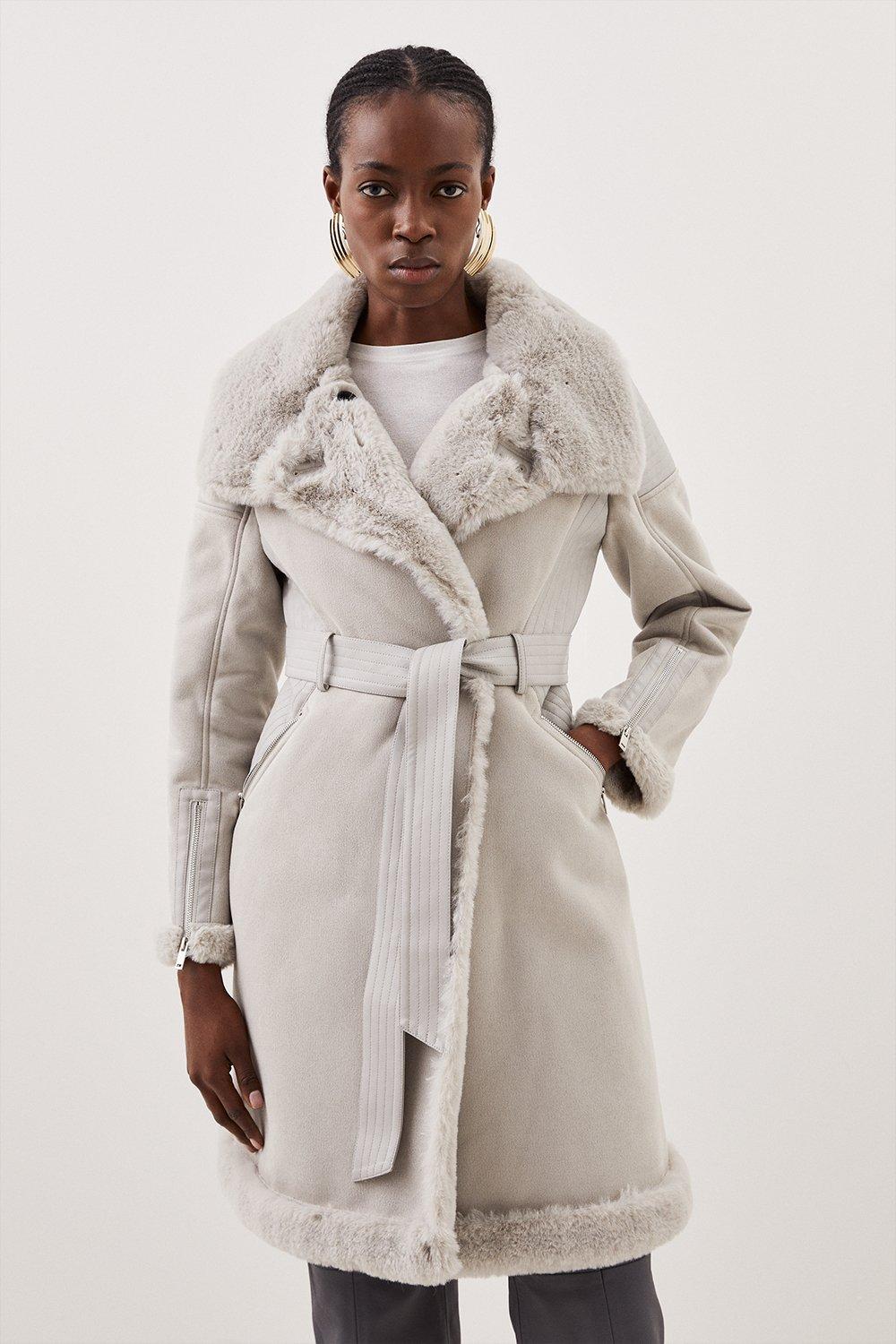 Karen millen faux outlet fur coat tk maxx