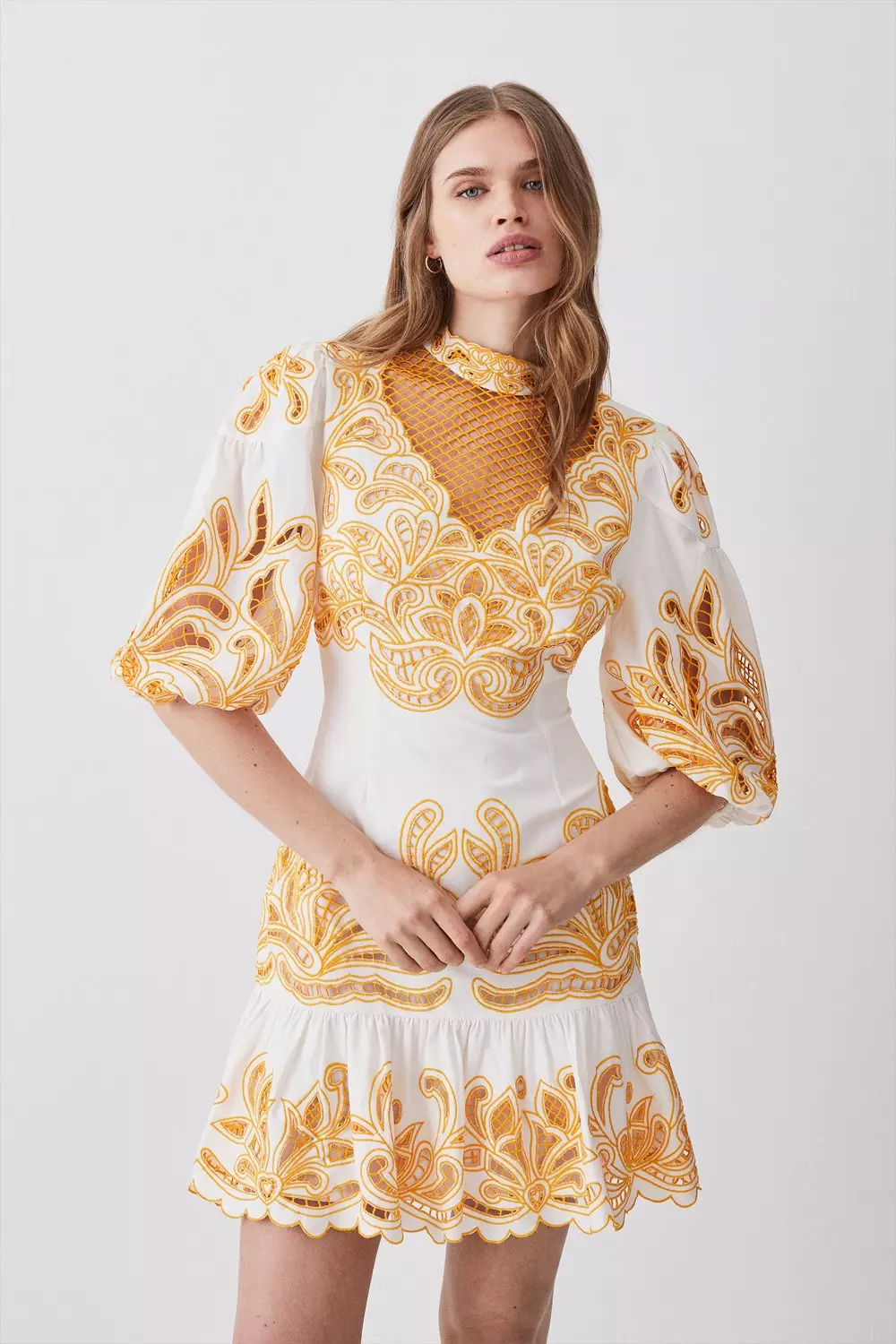 Karen millen store embroidered mini dress