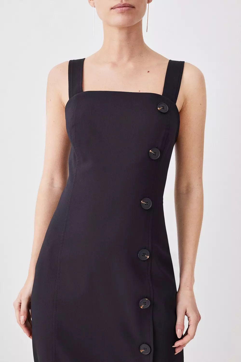Button detail best sale midi dress