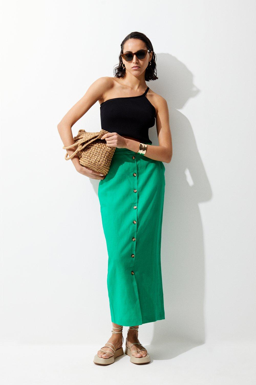 Green midi outlet skirt xl