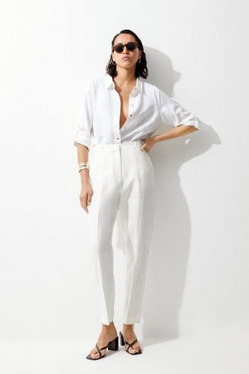 Linen Tailored Slim Leg Trouser ivory