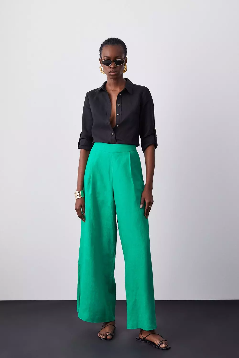 Linen Tailored Wide Leg Trouser