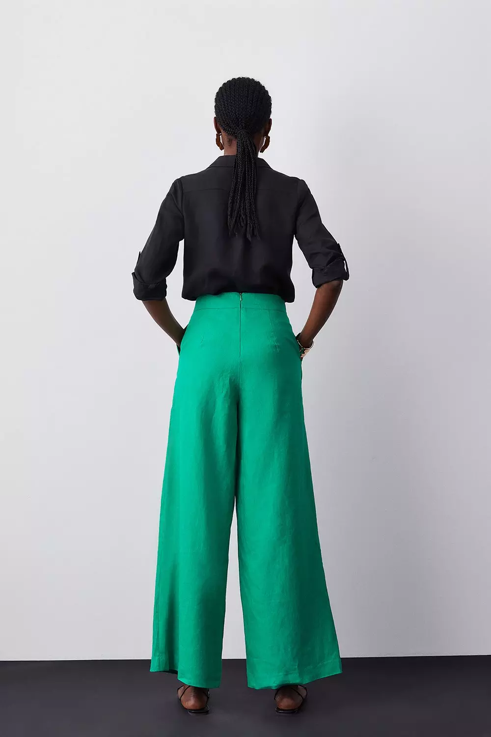 Gwendolyn High Waisted Linen Pants (Teal) · NanaMacs