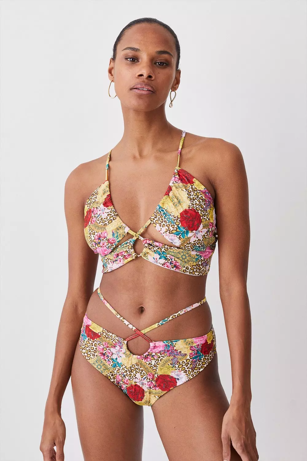 Cut out sale tie front swimsuit