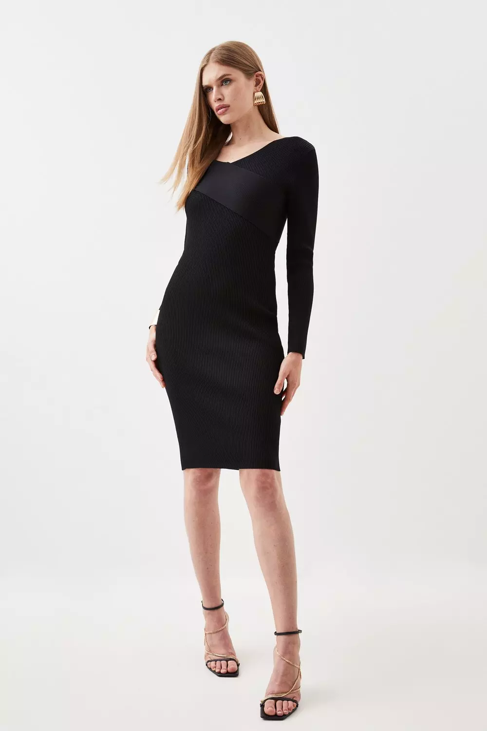 Rib-knit wrap dress