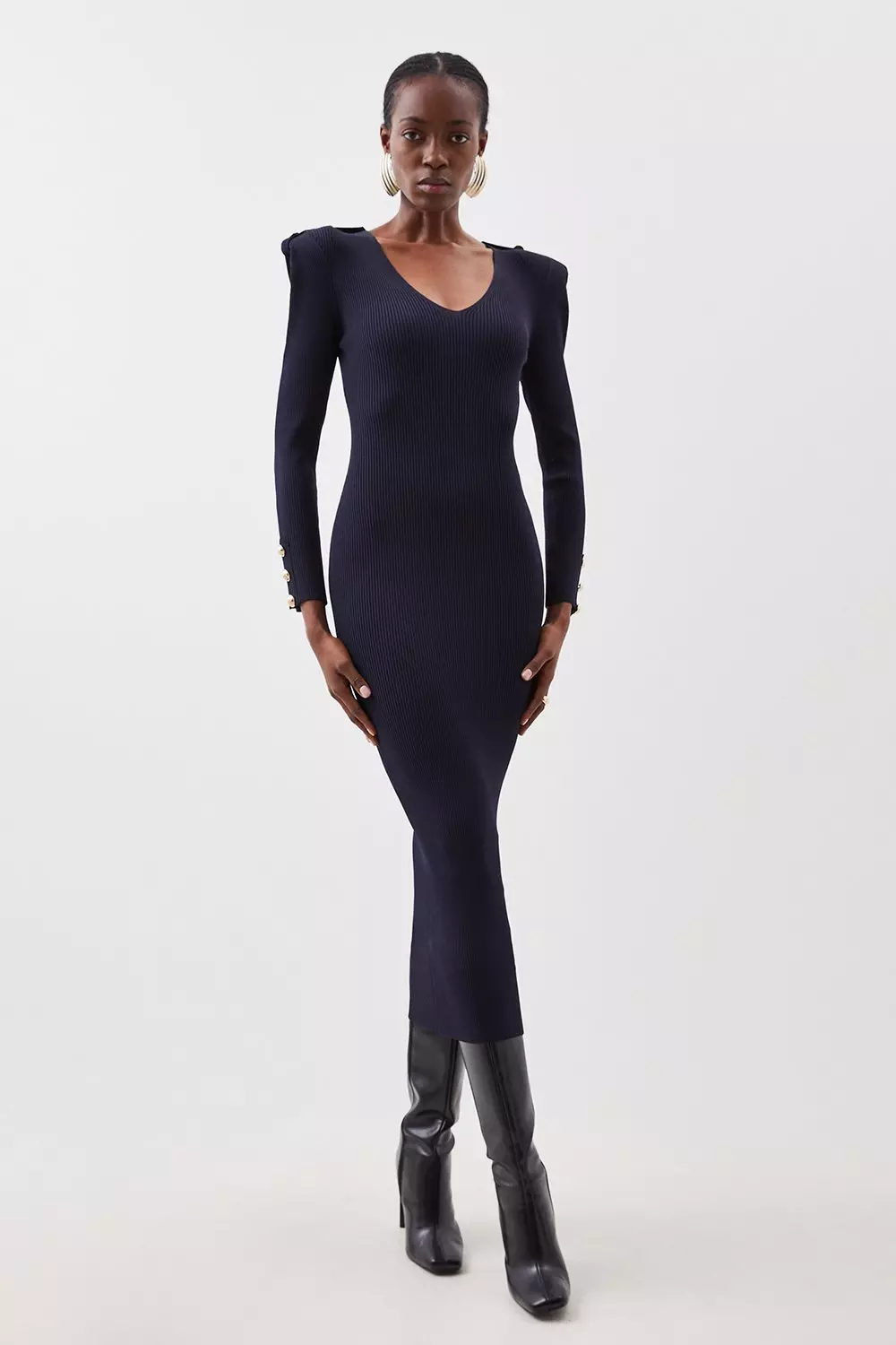 Midaxi ribbed outlet dress