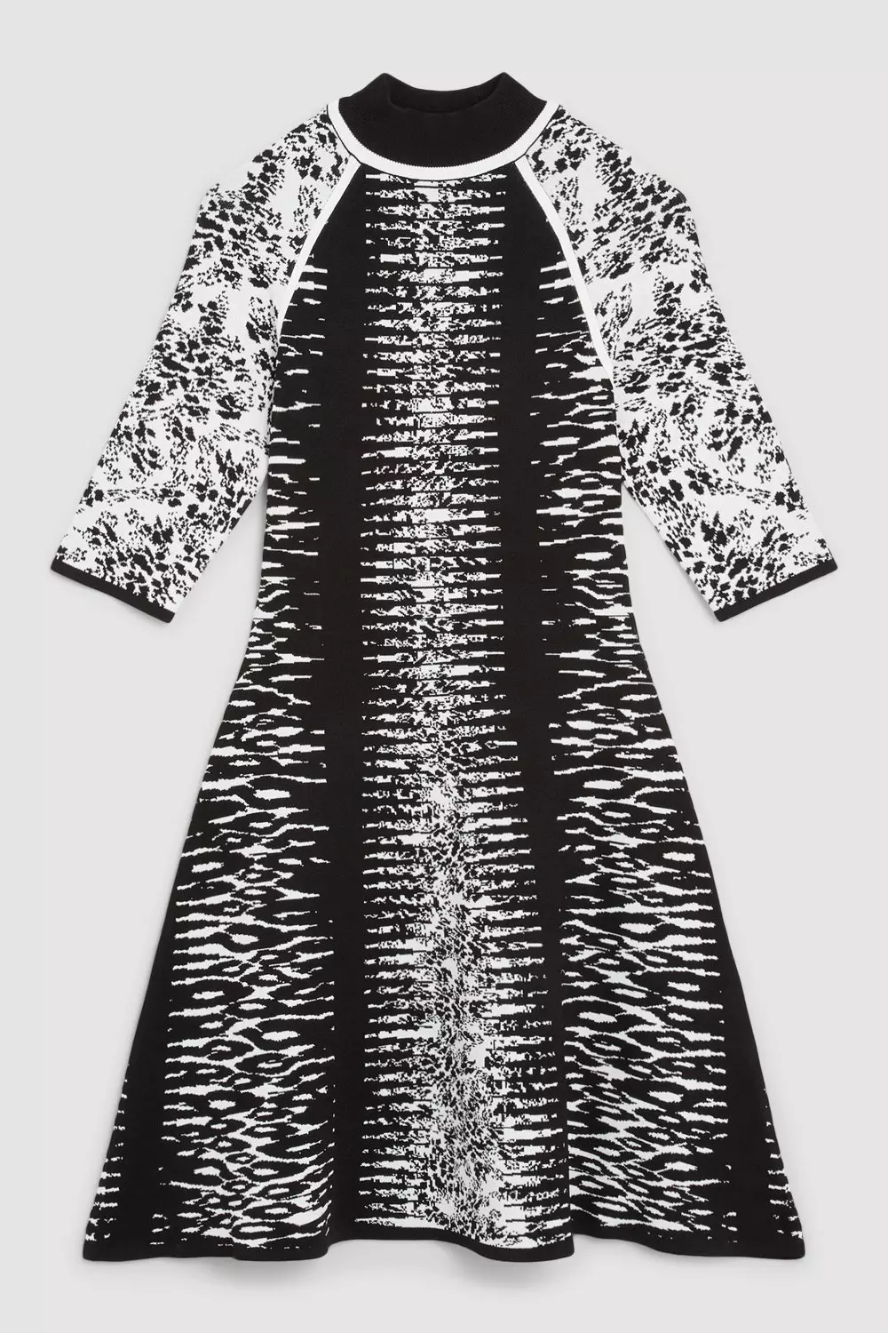 Abstract Jacquard Half Zip Knit Skater Dress Karen Millen
