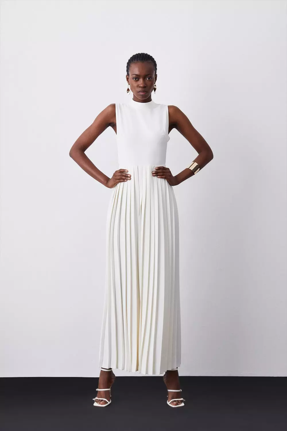 High waisted clearance pleated skirt jumpsuit