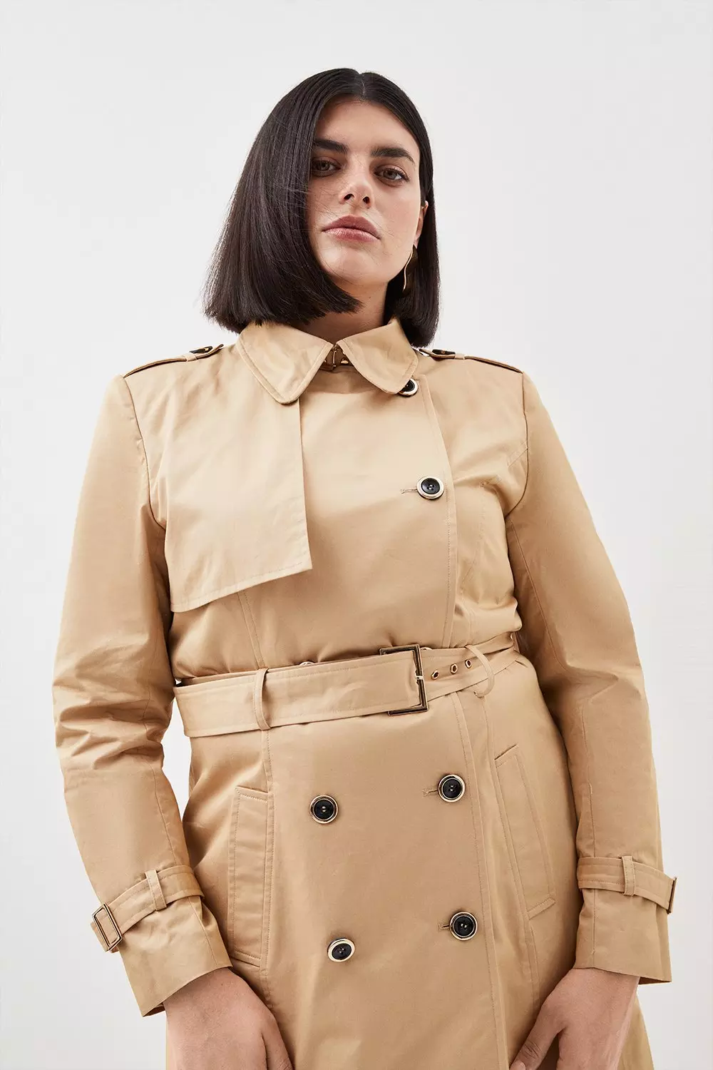 Plus size 2025 beige trench coat