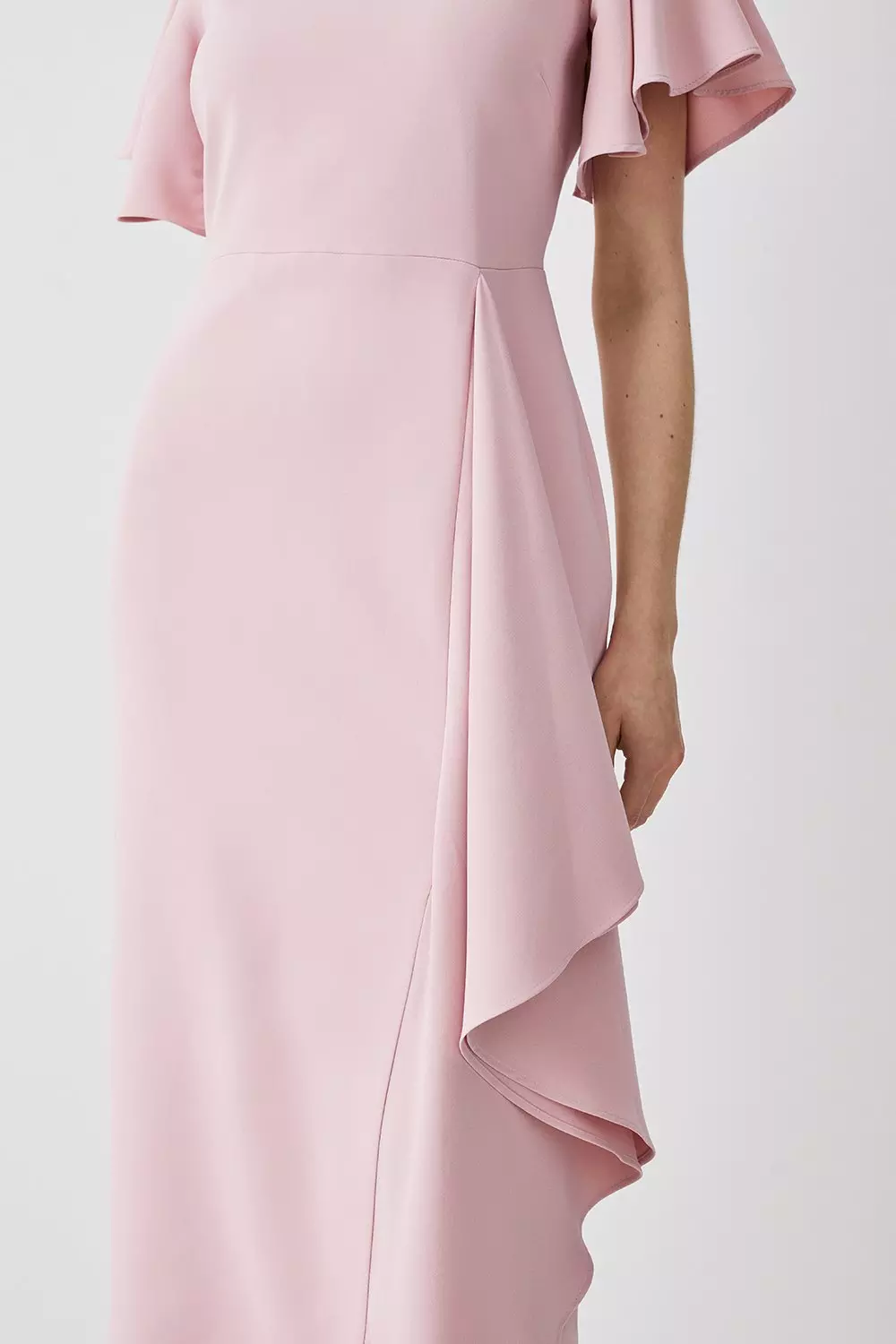 Soft Tailored Angel Sleeve Drape Midi Dress Karen Millen