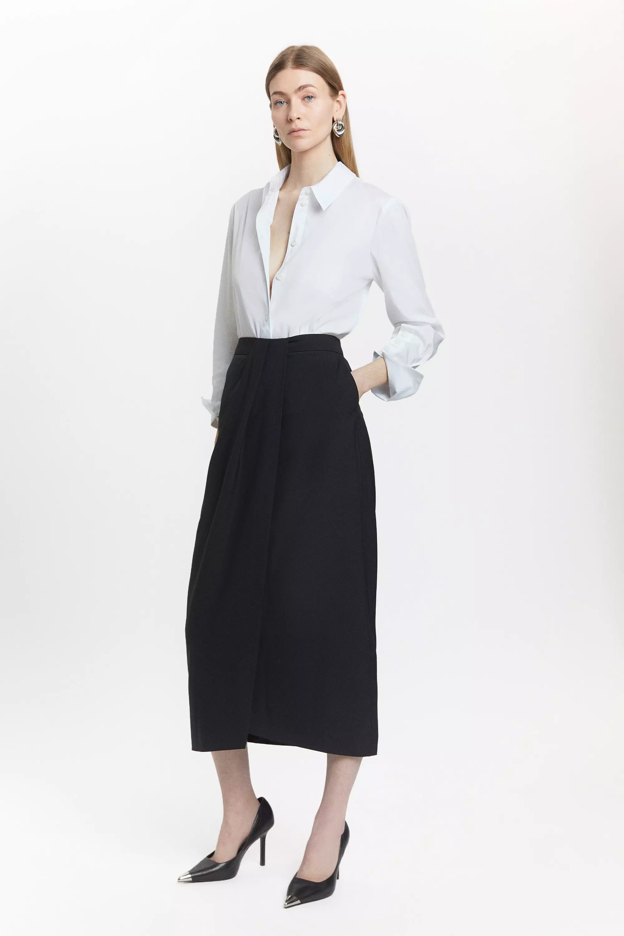 Karen millen coated 2024 denim midi skirt