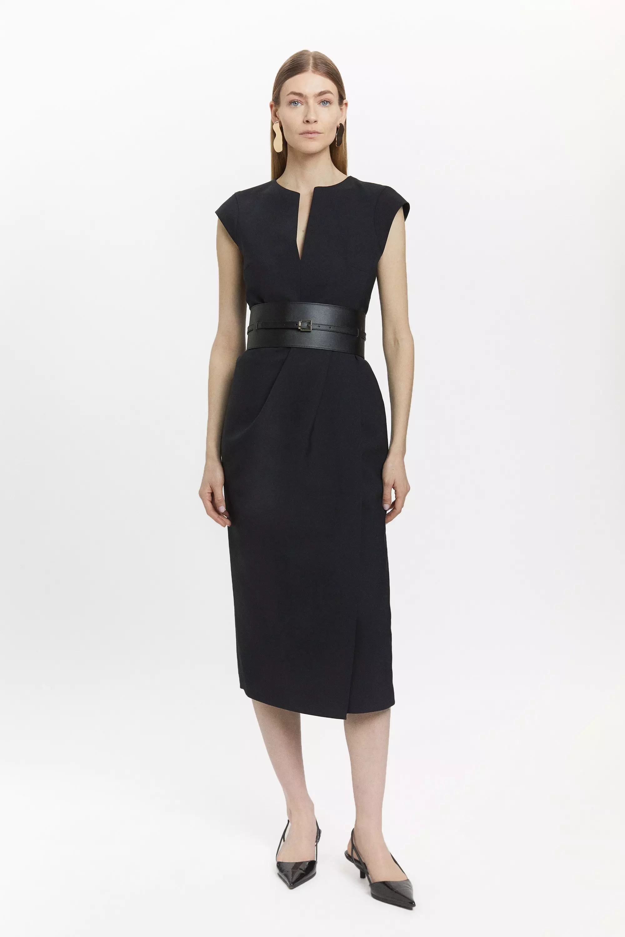 Karen millen black hot sale dress with belt