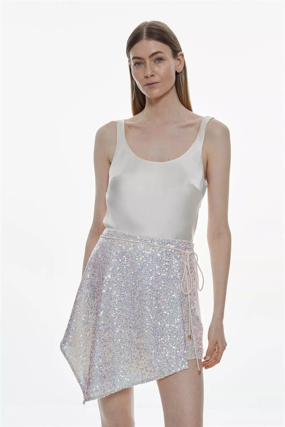 Zara silver sequin outlet mini skirt