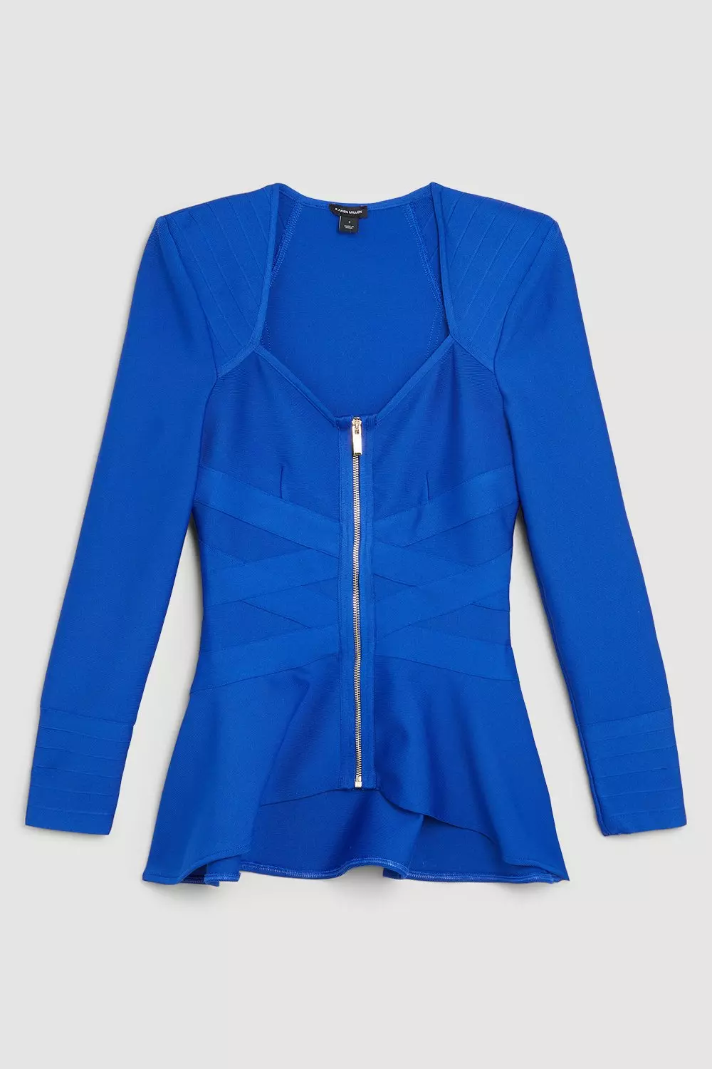 Bandage Strong Shoulder Jacket With Zip Front Opening Karen Millen