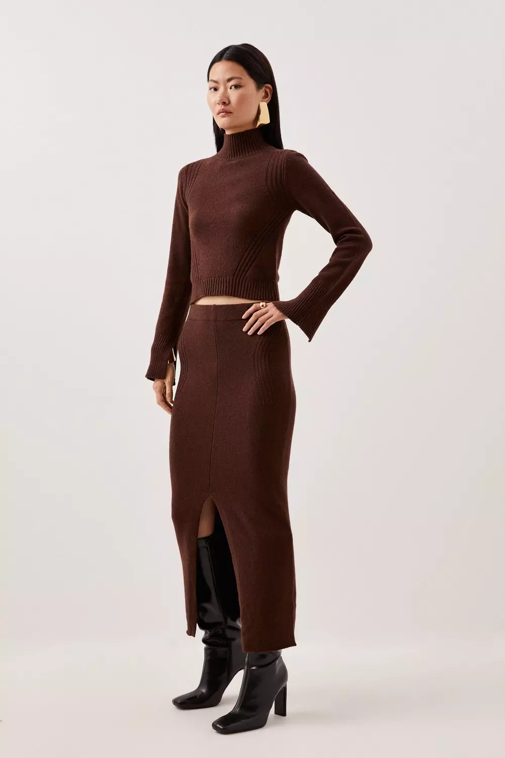 Cashmere Blend Knit Column Midaxi Skirt Karen Millen