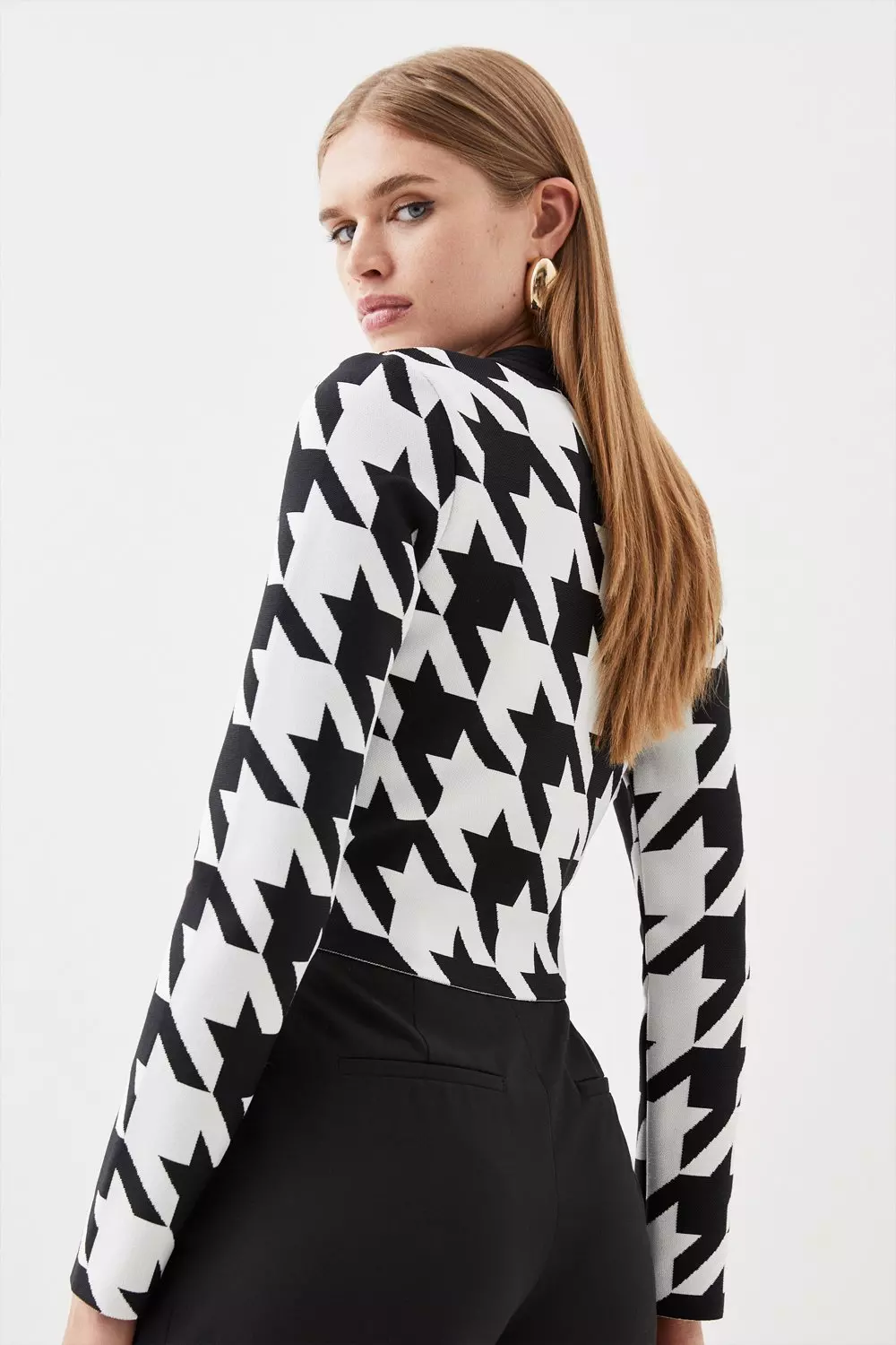 COLLUSION cropped bralette co-ord in houndstooth print