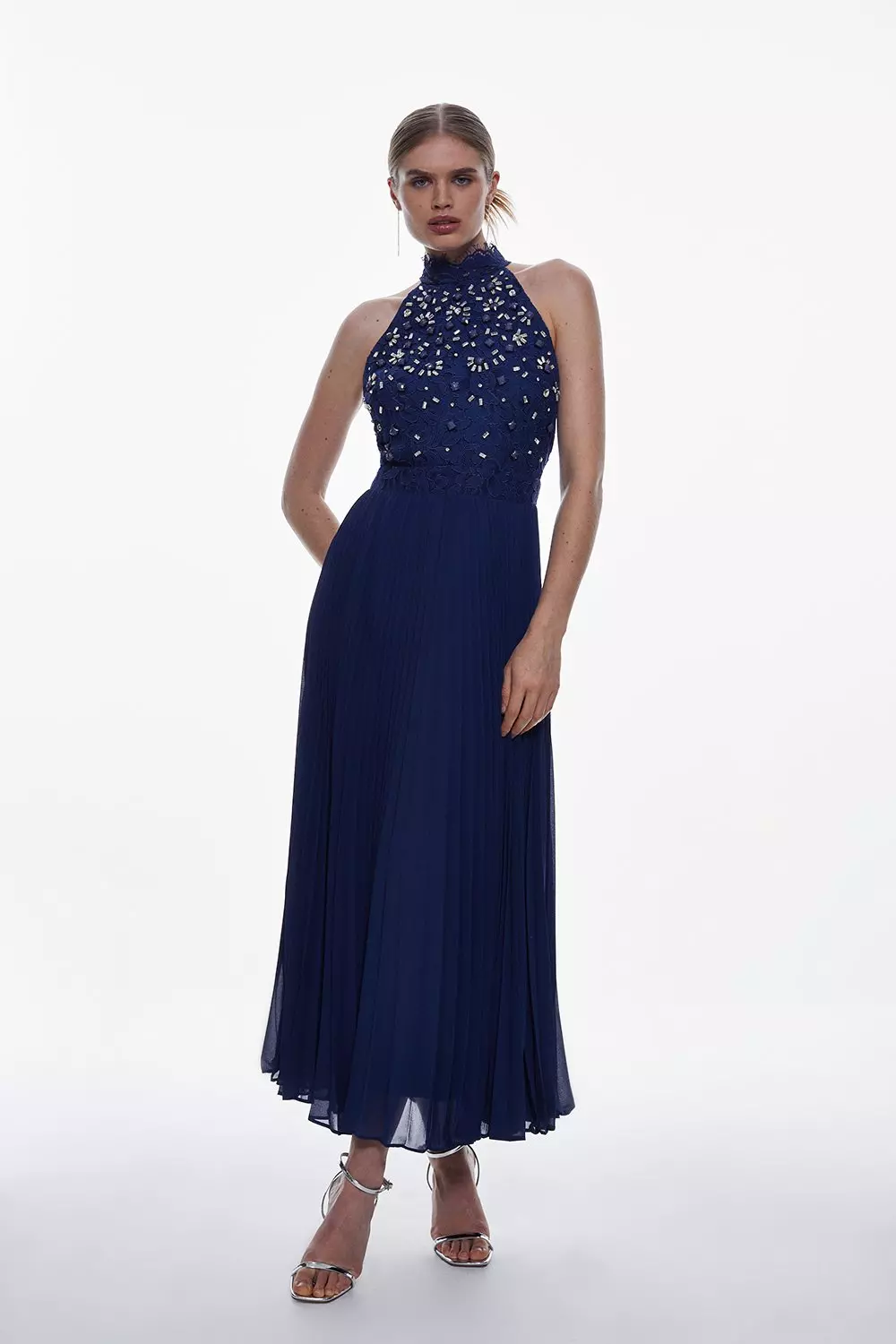 Mock neck evening dress sale