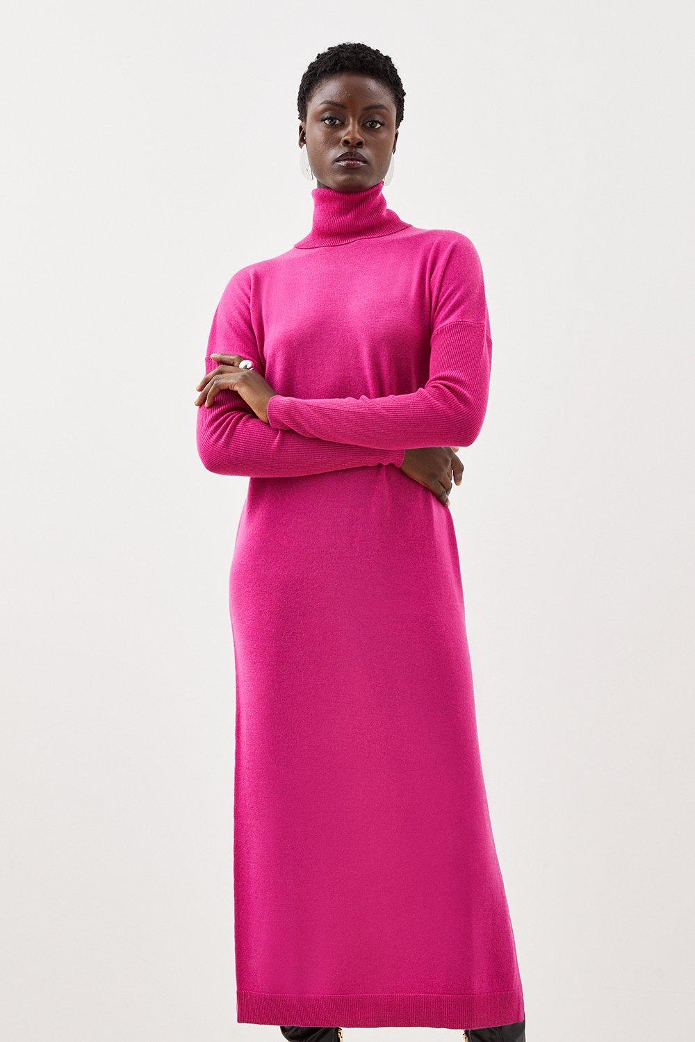 Long sleeve 2024 hot pink dress