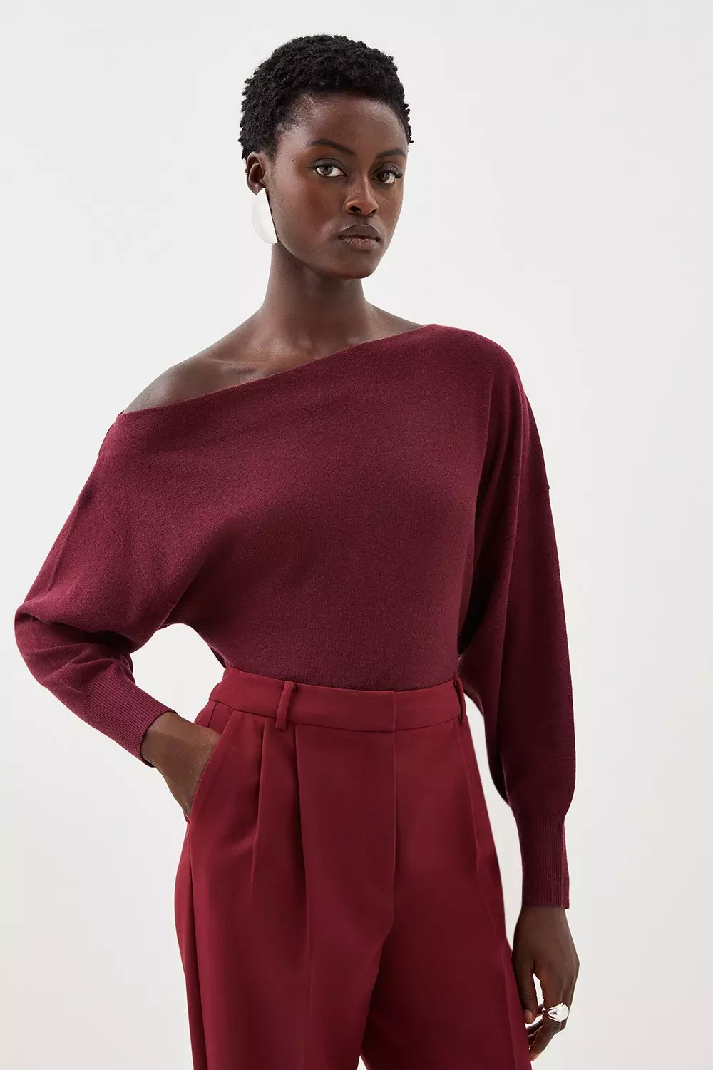 Burgundy off hotsell the shoulder sweater