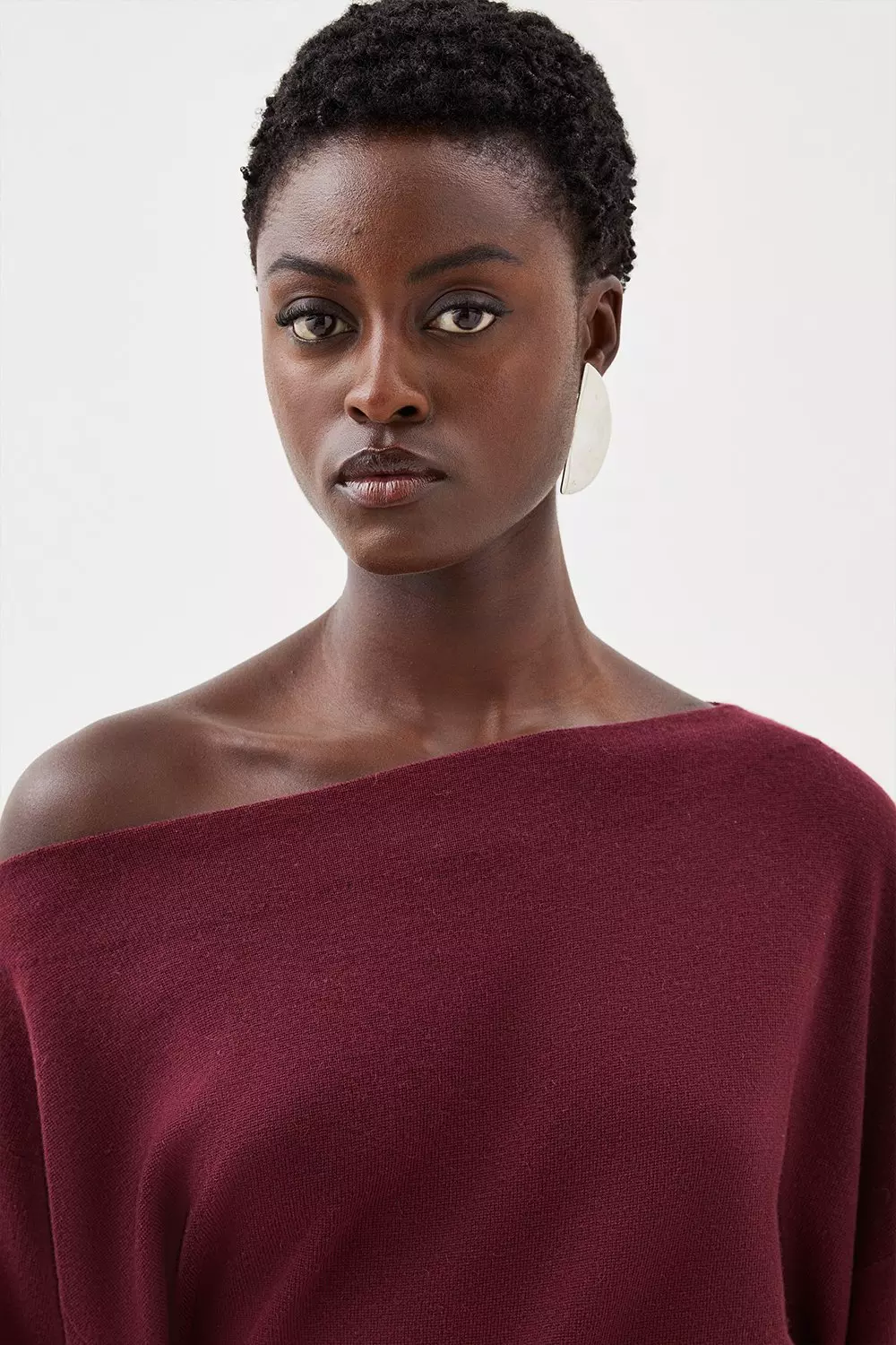 Burgundy off shoulder jumper sale