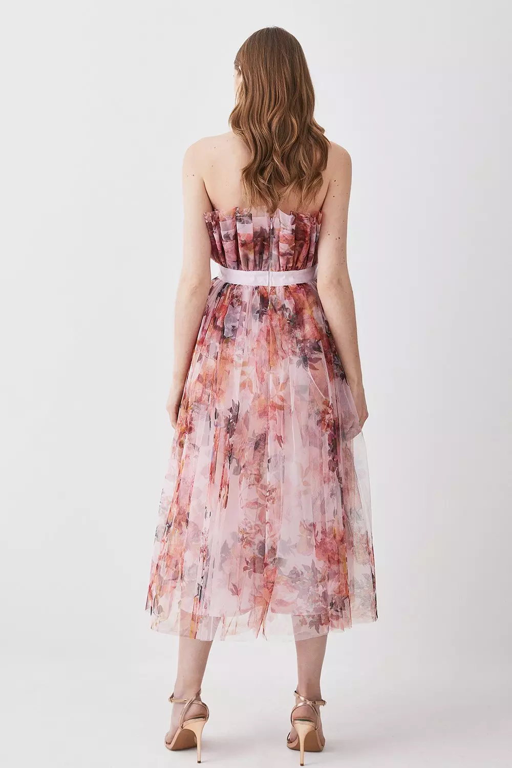 Floral tulle midi dress uk sale