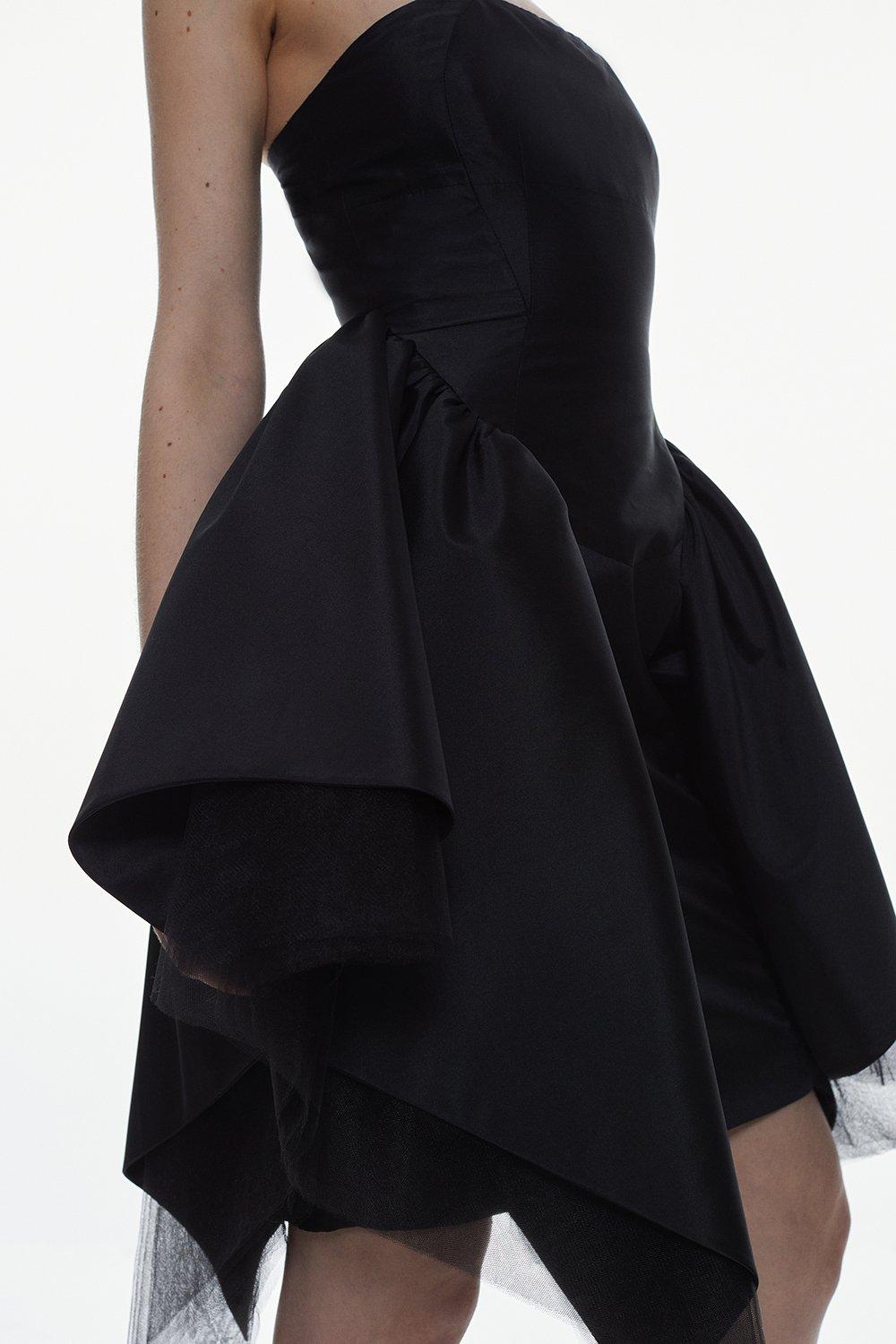 Long Black Taffeta Dress