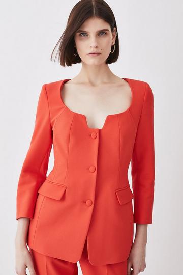 Clean Tailored Corset Buttoned Blazer Jacket coral