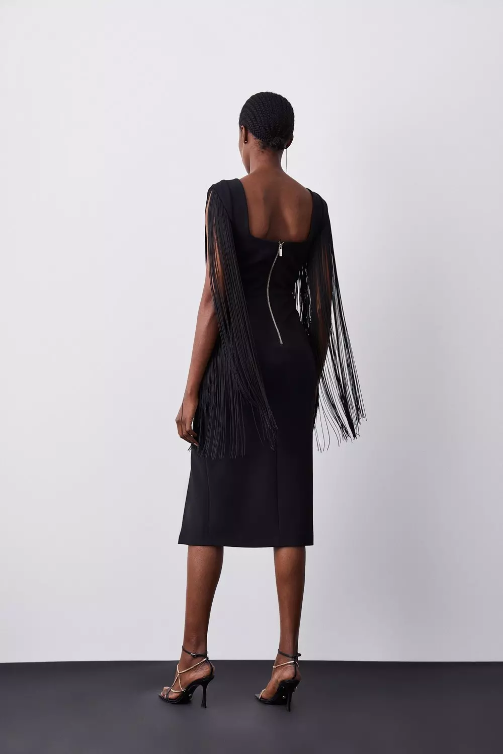 Black midi best sale tassel dress