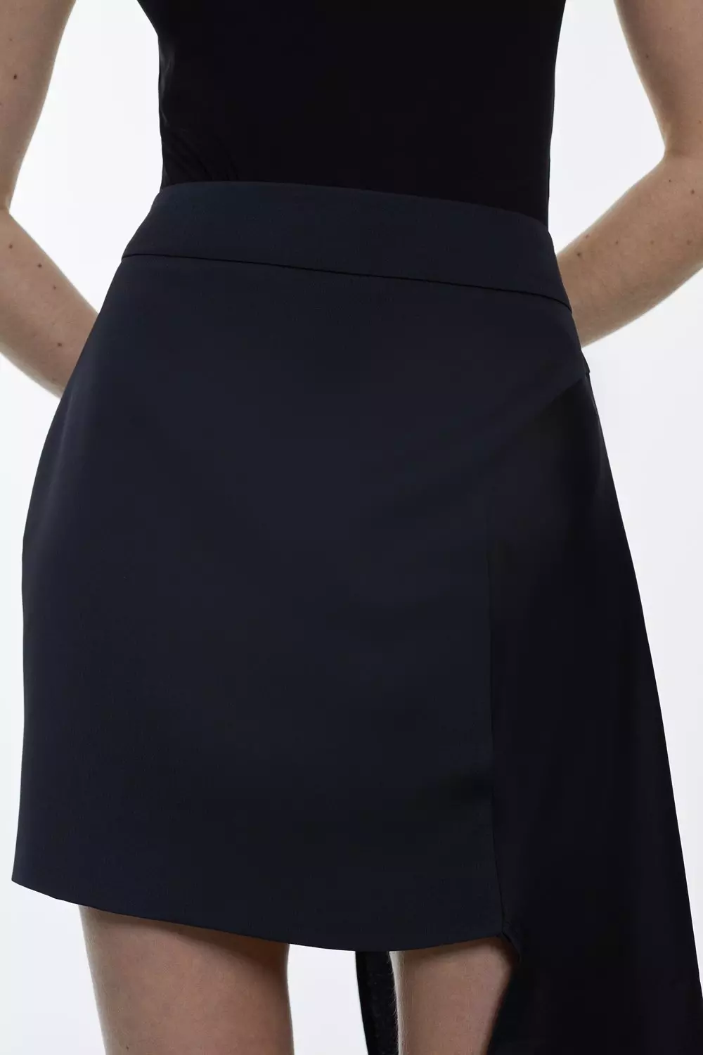 Satin Back Crepe Side Drape Mini Skirt Karen Millen