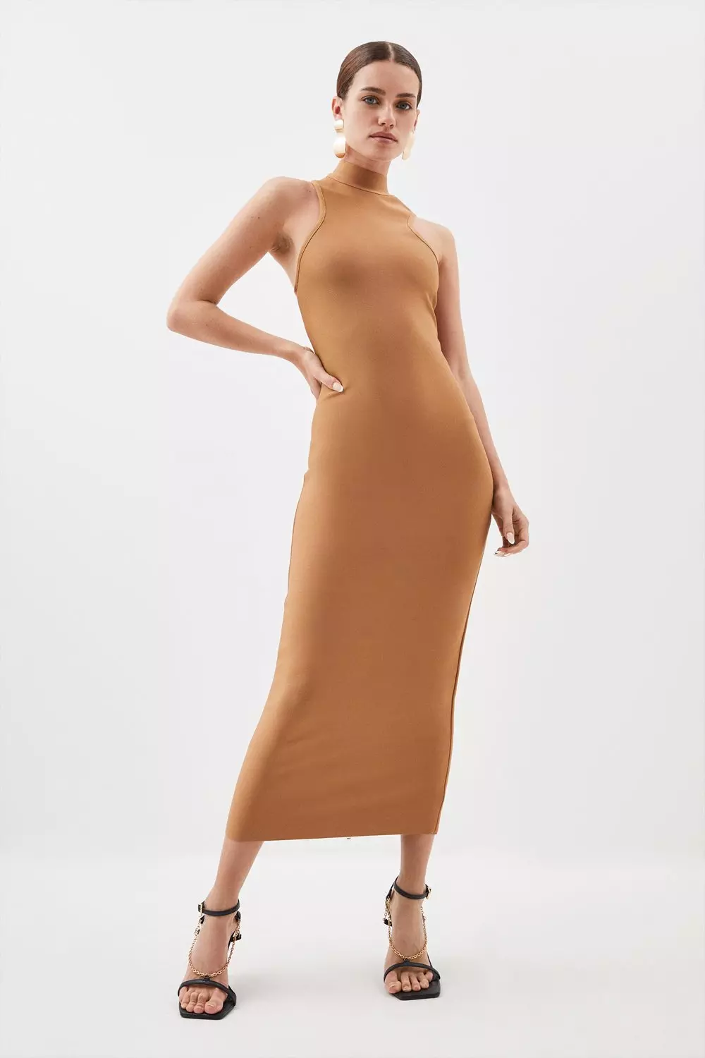 Bandage Form Fitting Deep V-neck Midaxi Knit Dress