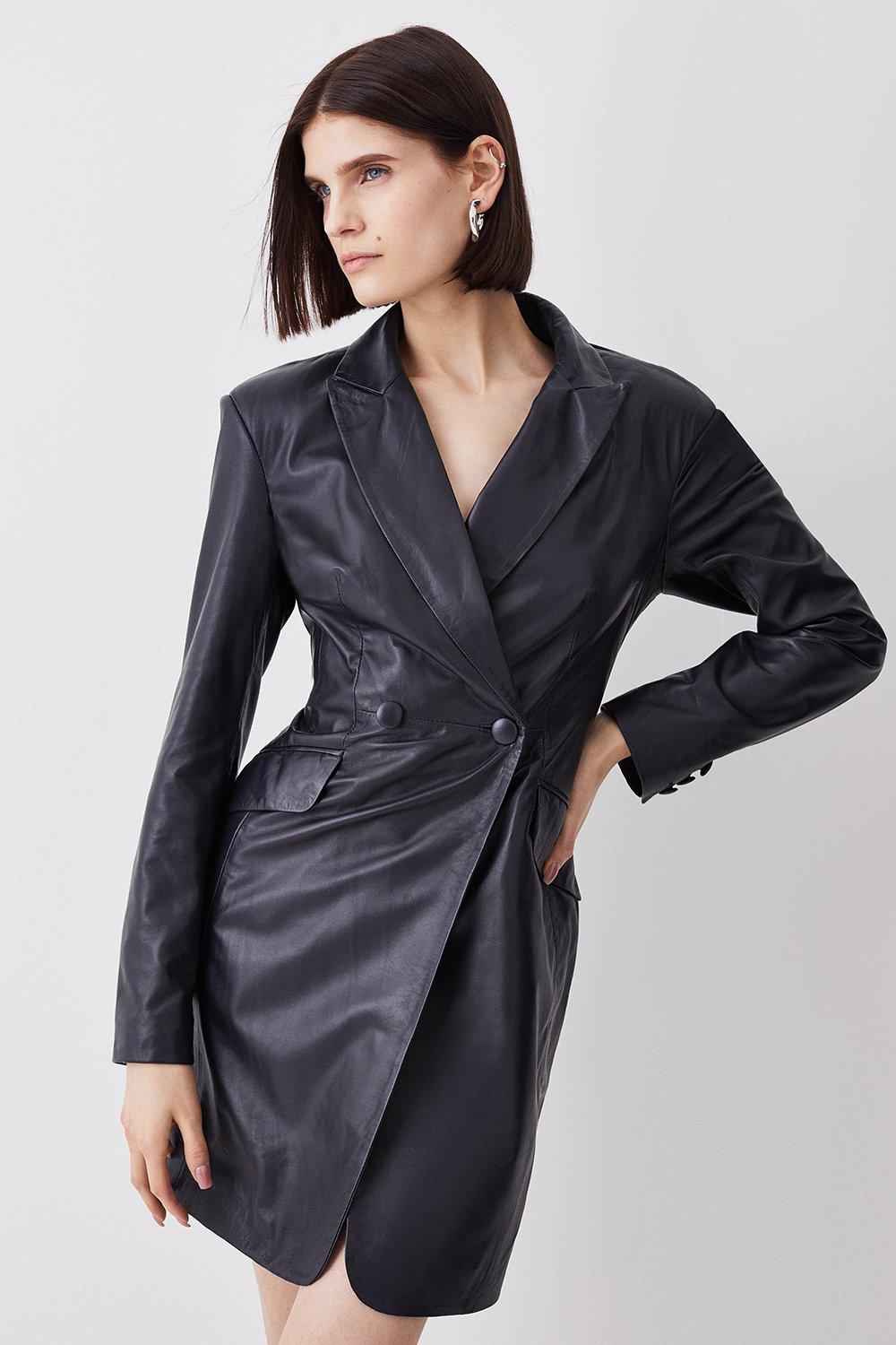 Theory leather blazer outlet dress