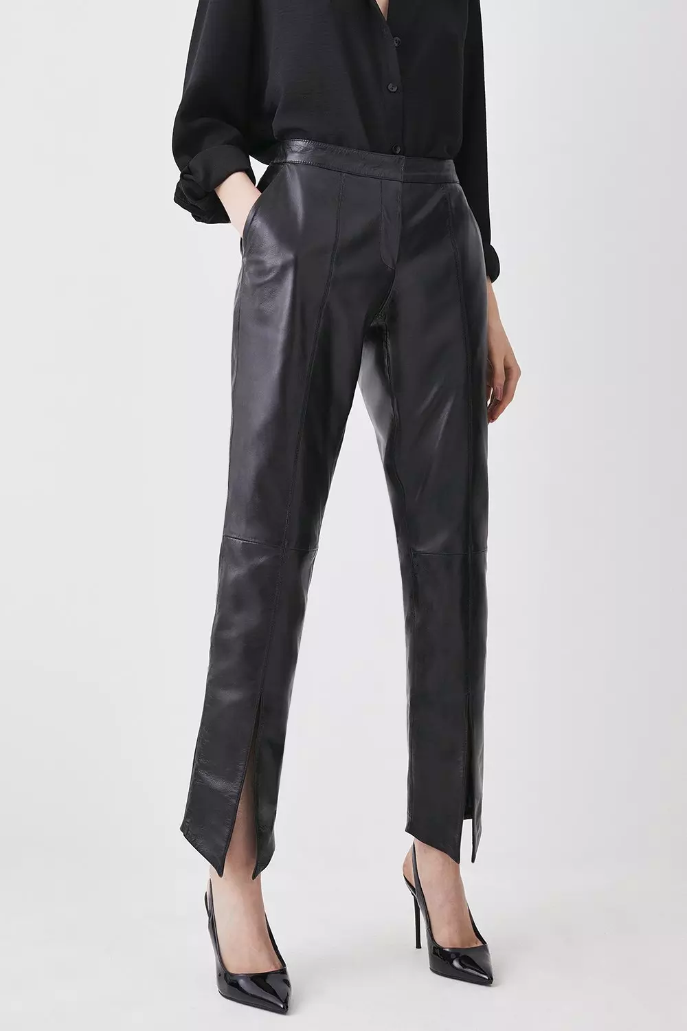 Karen millen faux leather hot sale trousers