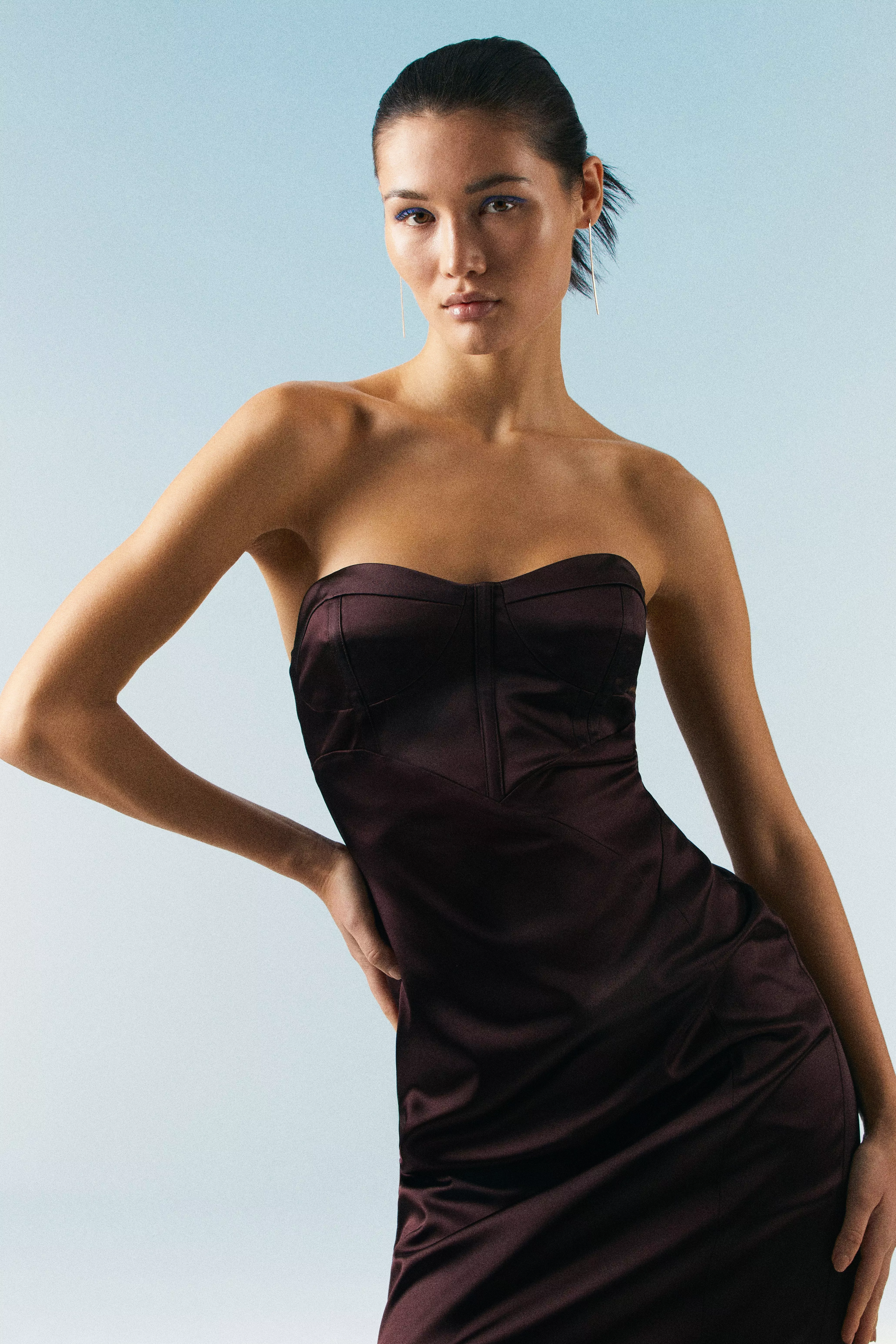 Satin bandeau 2025 maxi dress