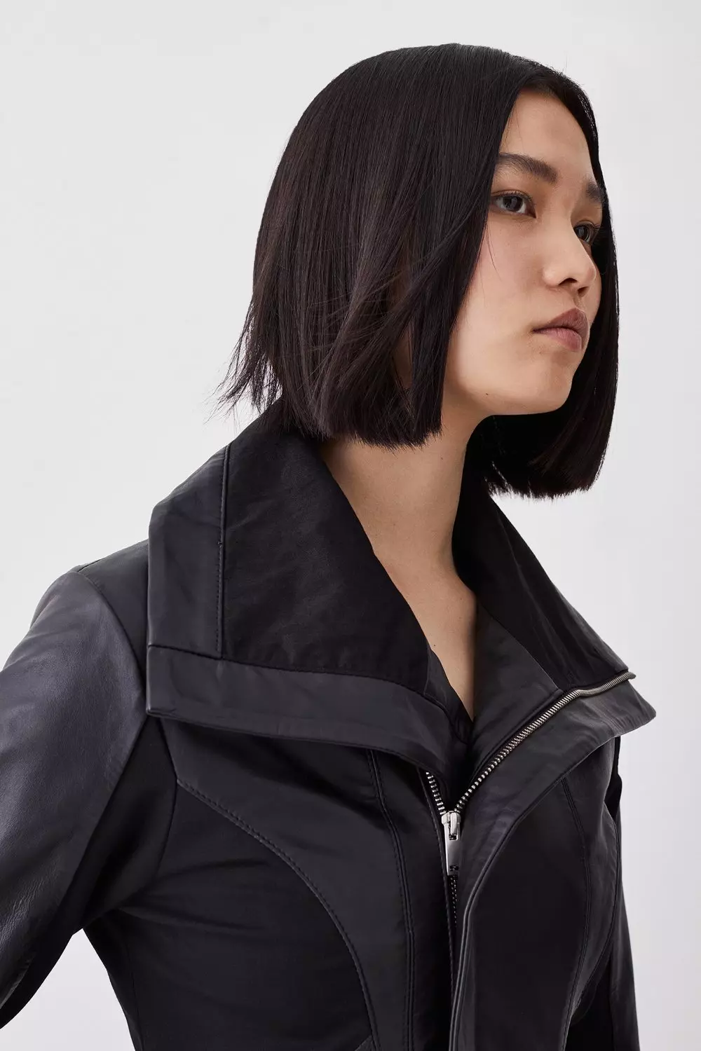 Leather drape outlet jacket