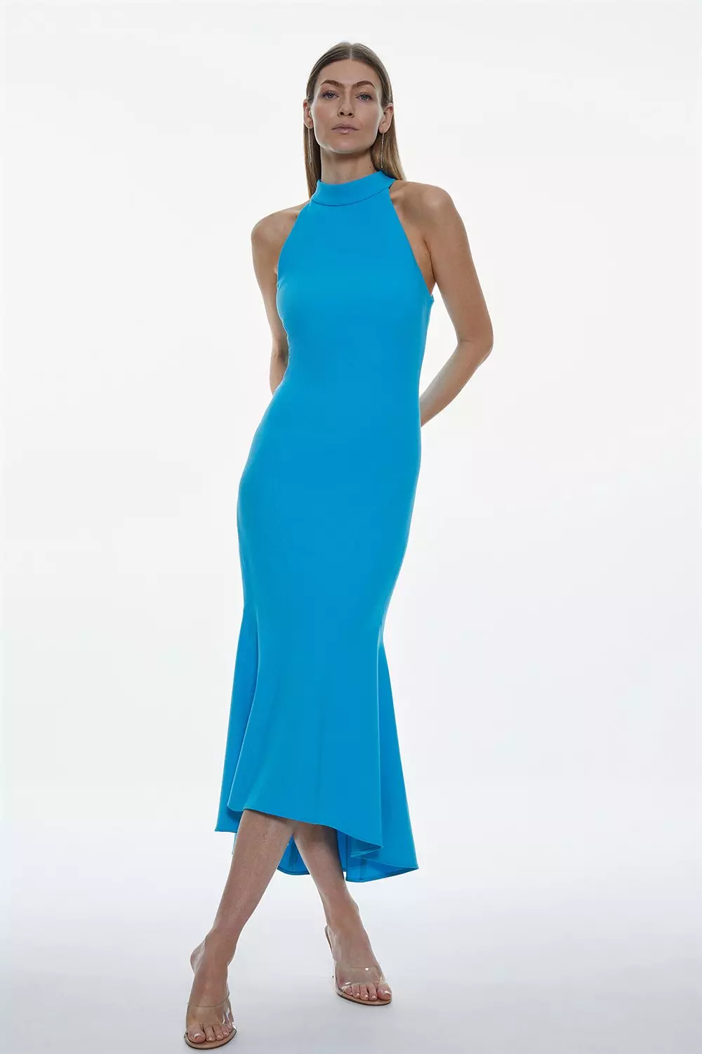 Midi dress with sales high neck