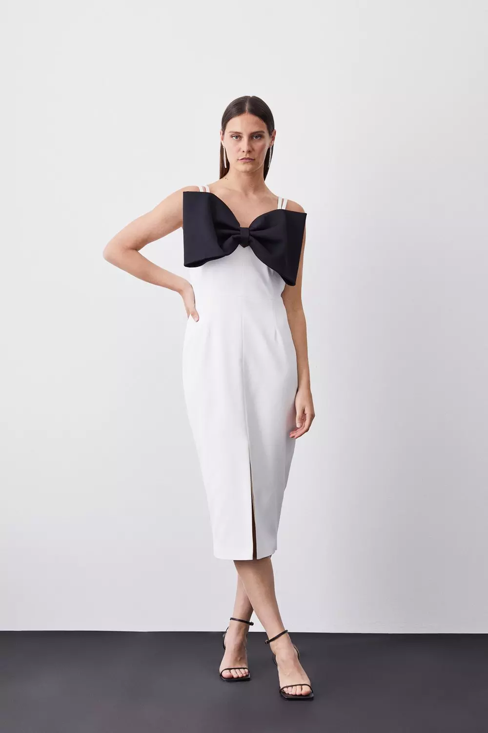 Karen millen bow store waist midi dress