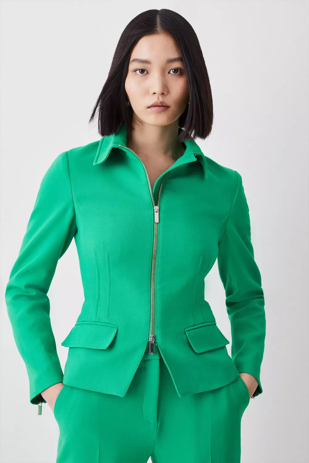 Zip up 2025 blazer womens