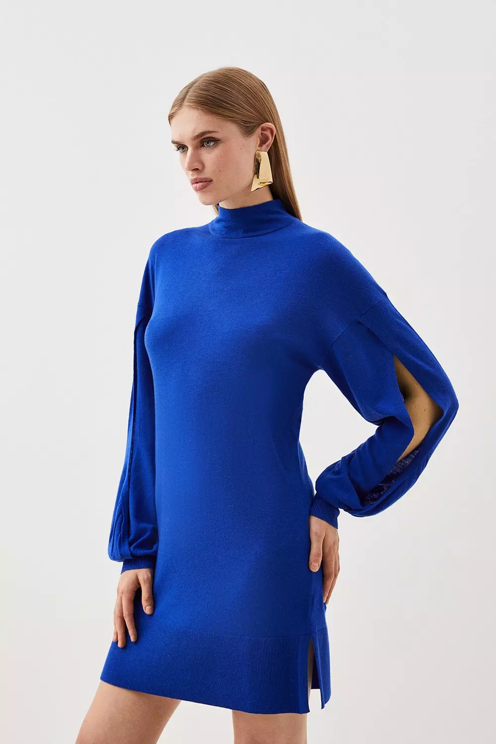 Women's Cashmere-Blend Mockneck Mini Sweater Dress, Women's Clearance