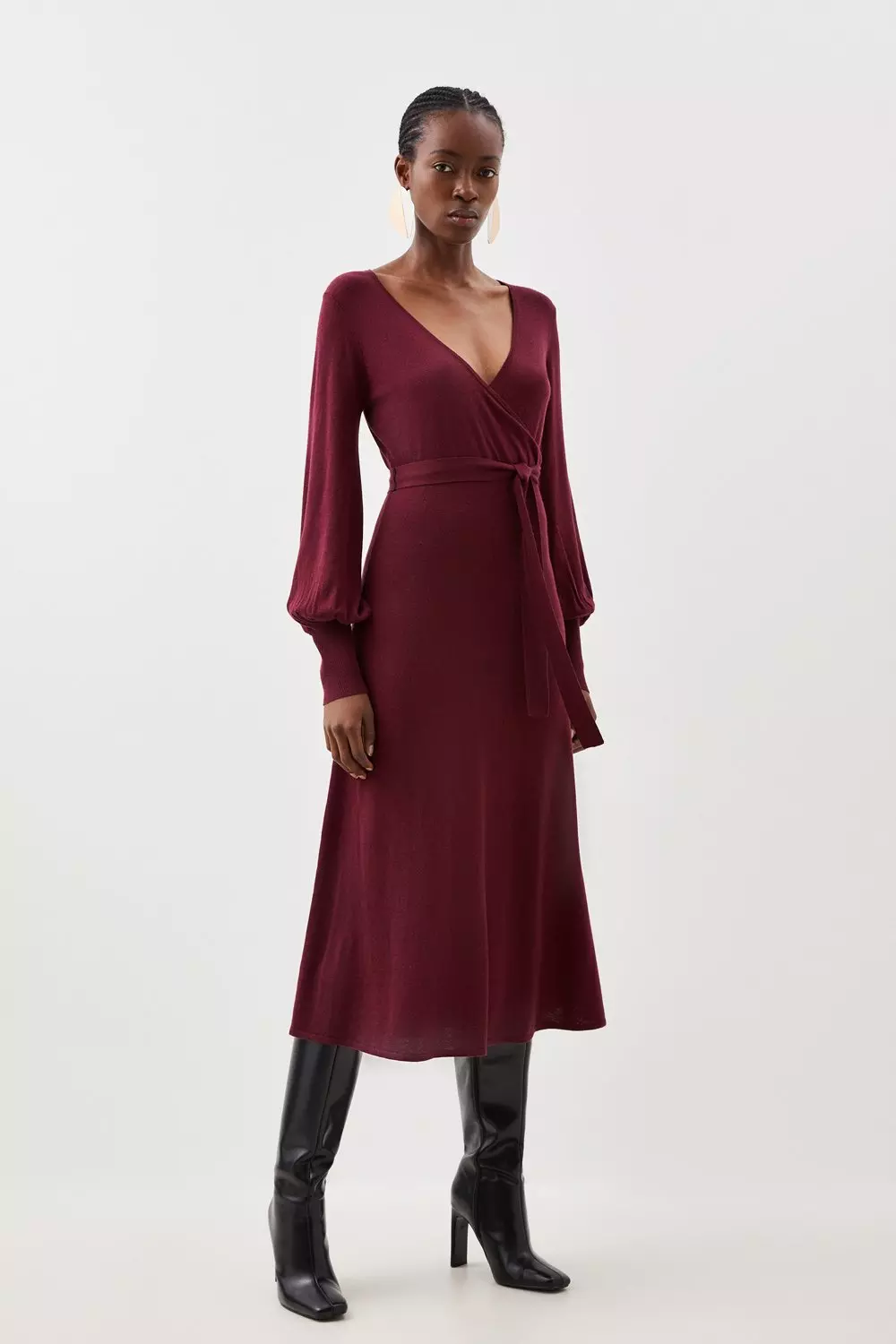 Long sleeve shop burgundy wrap dress