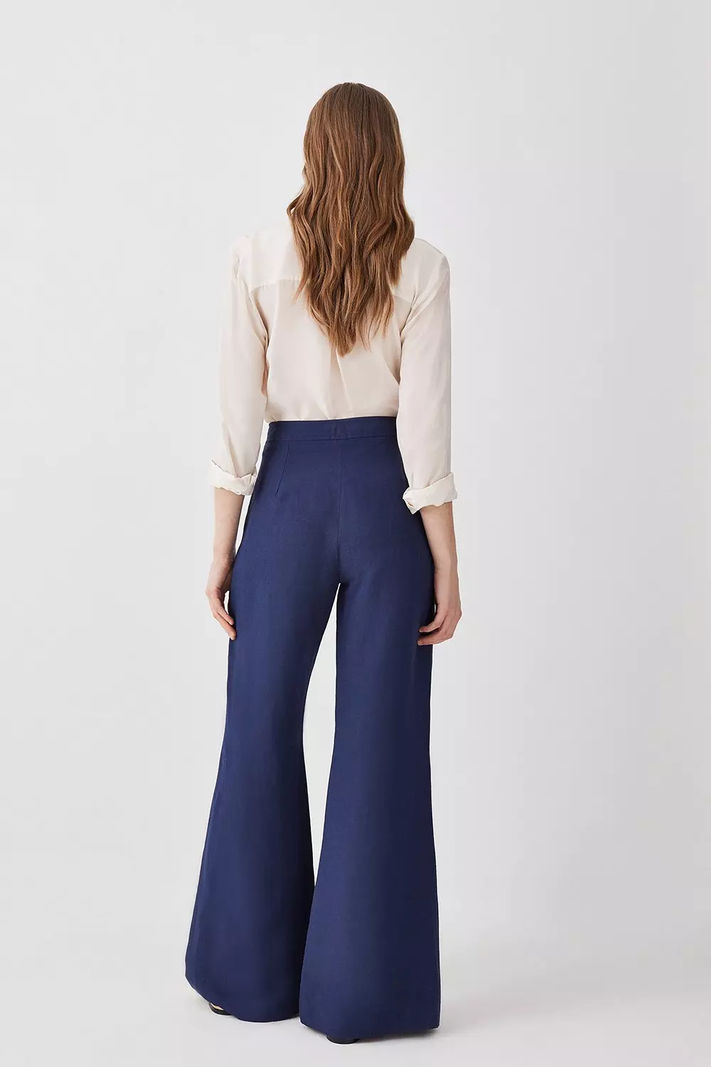 Navy wide shop leg trousers petite